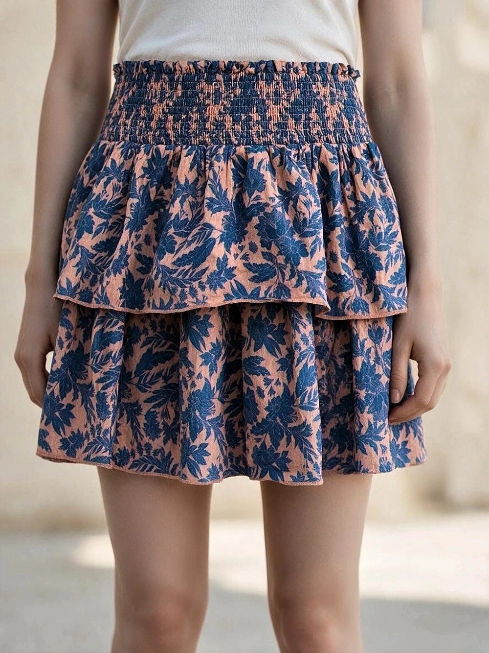Universal Thread Tiered Mini Skirt Tiered Floral Mini Skirt Blue & Pink